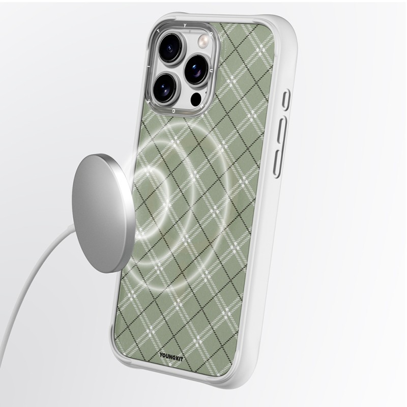 Apple iPhone 16 Pro Case M-safe Charging Feature Youngkit Argyle Series Cover - 14