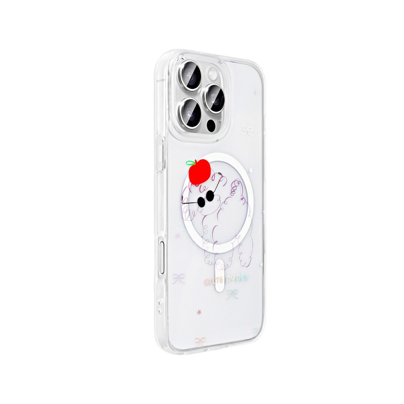 Apple iPhone 16 Pro Case M-Safe Charging Transparent Zore Folk Hard Cover - 7