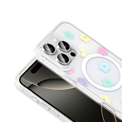 Apple iPhone 16 Pro Case M-Safe Charging Transparent Zore Folk Hard Cover - 13
