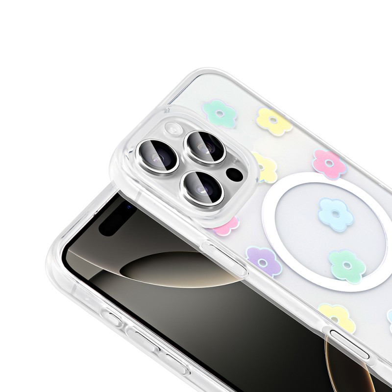 Apple iPhone 16 Pro Case M-Safe Charging Transparent Zore Folk Hard Cover - 13