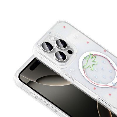 Apple iPhone 16 Pro Case M-Safe Charging Transparent Zore Folk Hard Cover - 14