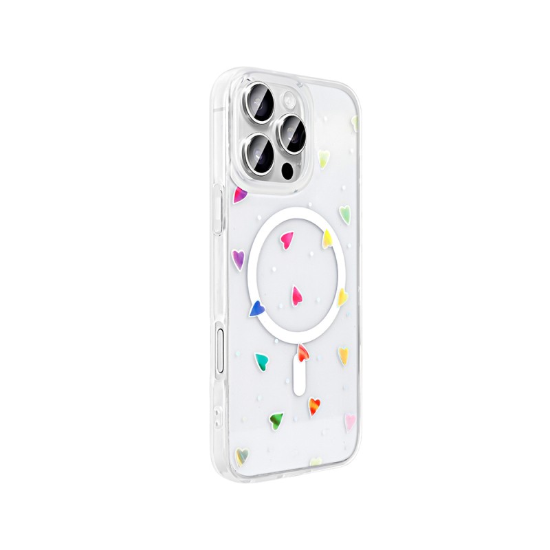 Apple iPhone 16 Pro Case M-Safe Charging Transparent Zore Folk Hard Cover - 10
