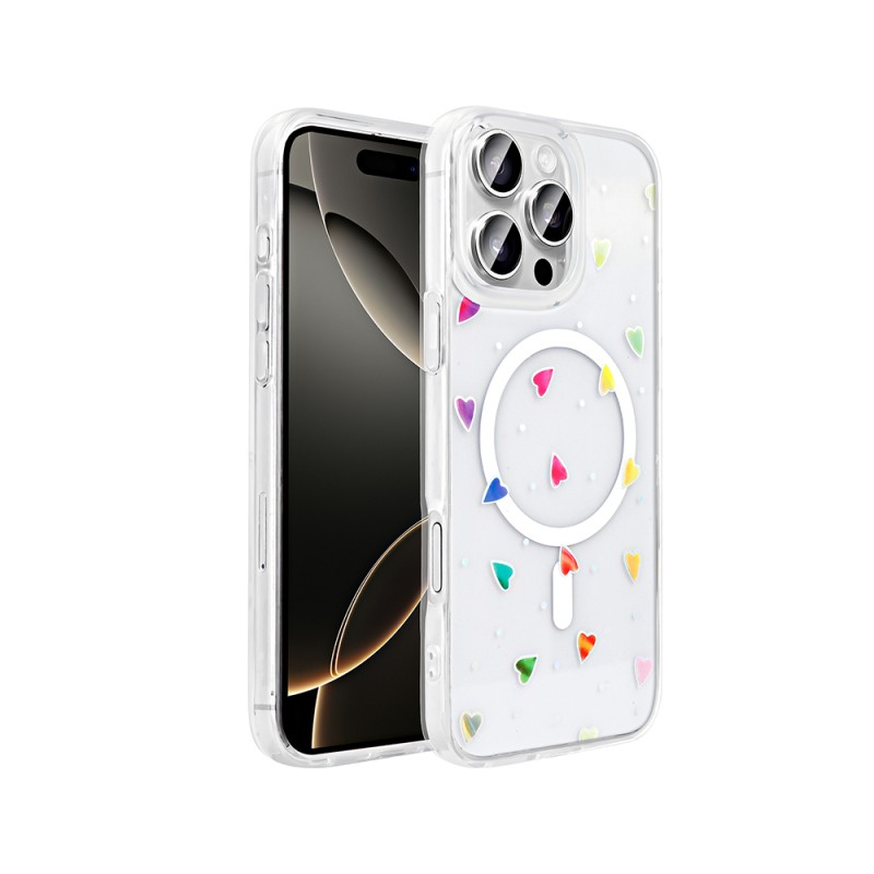 Apple iPhone 16 Pro Case M-Safe Charging Transparent Zore Folk Hard Cover - 1