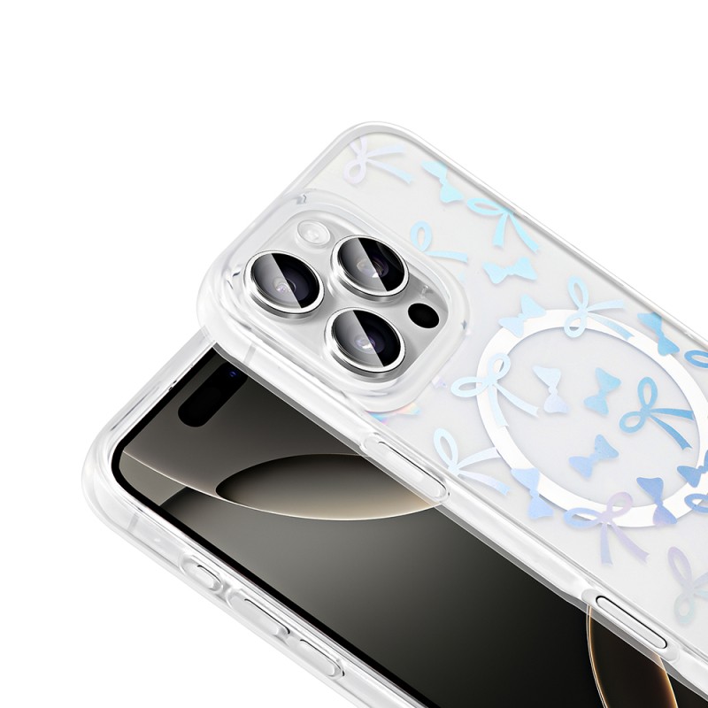Apple iPhone 16 Pro Case M-Safe Charging Transparent Zore Folk Hard Cover - 16