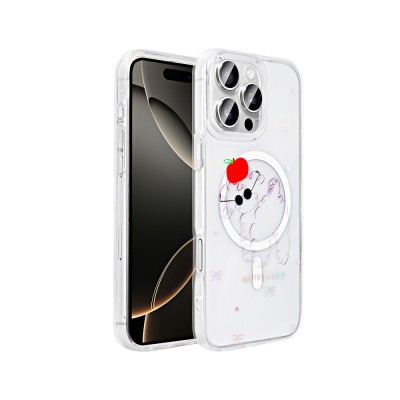 Apple iPhone 16 Pro Case M-Safe Charging Transparent Zore Folk Hard Cover - 3