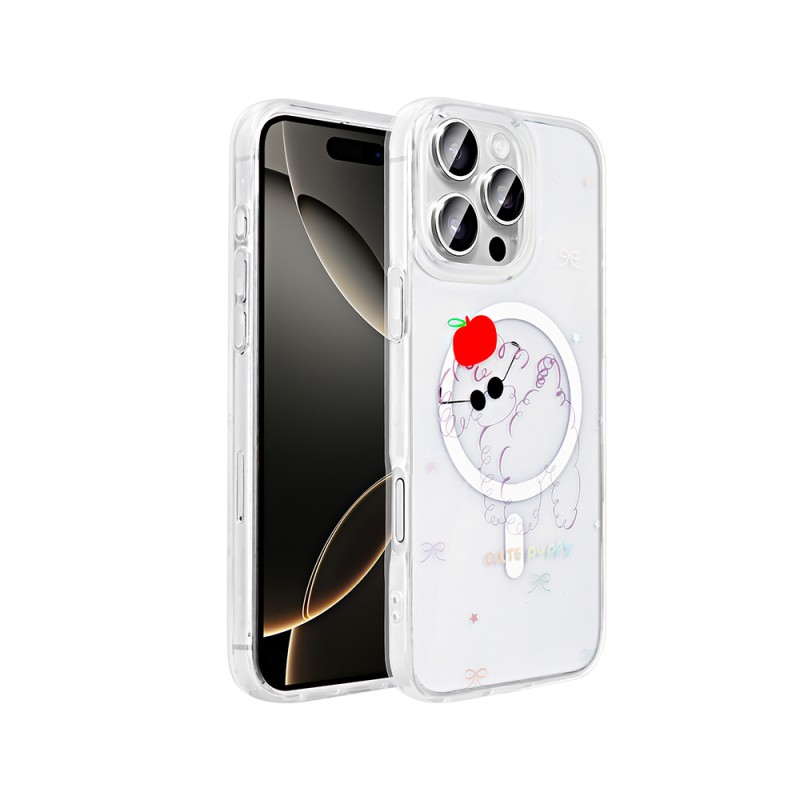 Apple iPhone 16 Pro Case M-Safe Charging Transparent Zore Folk Hard Cover - 3