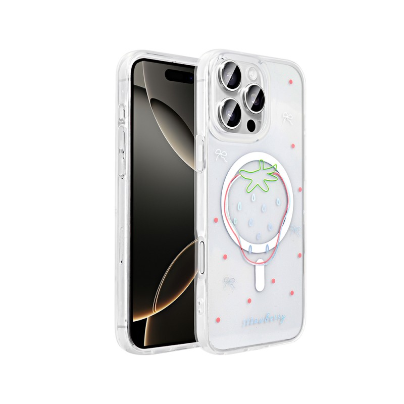 Apple iPhone 16 Pro Case M-Safe Charging Transparent Zore Folk Hard Cover - 4