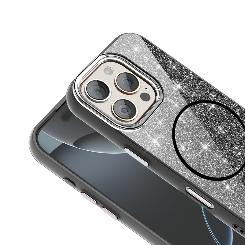Apple iPhone 16 Pro Case Magsafe Charging Feature Shining Glitter Zore Okso Cover - 8