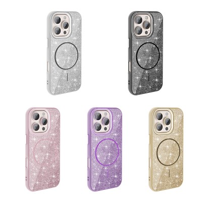Apple iPhone 16 Pro Case Magsafe Charging Feature Shining Glitter Zore Okso Cover - 5
