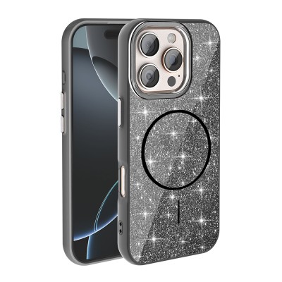 Apple iPhone 16 Pro Case Magsafe Charging Feature Shining Glitter Zore Okso Cover - 6