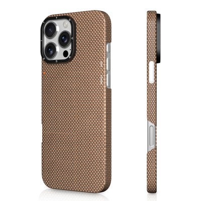 Apple iPhone 16 Pro Case Magsafe Charging Featured Aramid Fiber Youngkit 1500D Extreme Wing Titanium-Gold Series Cover - 4