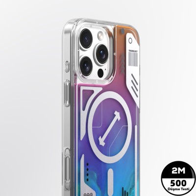 Apple iPhone 16 Pro Case Magsafe Charging Featured Galaxy Fantasy Series Cover with Shiny Sand Liquid Design - 14