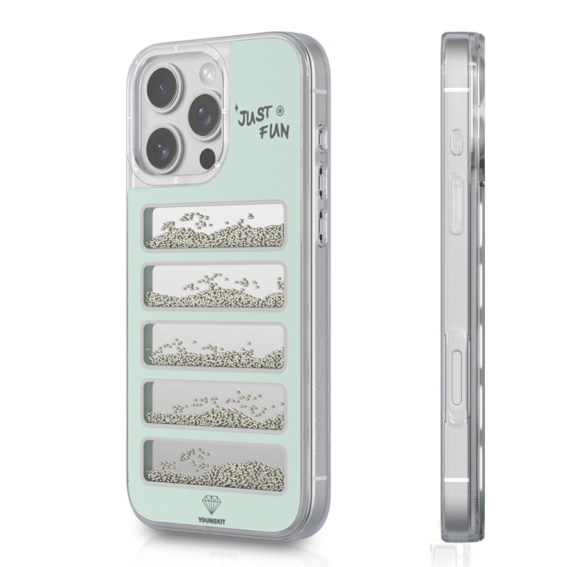 Apple iPhone 16 Pro Case Mirrored and Beaded Design Youngkit Jump Series Cover - 1