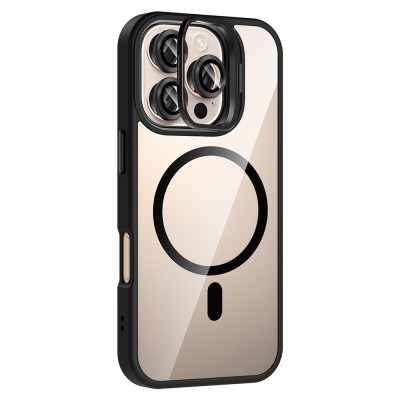 Apple iPhone 16 Pro Case Stand and Camera Lens Gift M-Safe Charging Feature Zore Etro Cover - 8