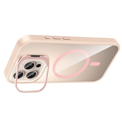 Apple iPhone 16 Pro Case Stand and Camera Lens Gift M-Safe Charging Feature Zore Etro Cover - 17