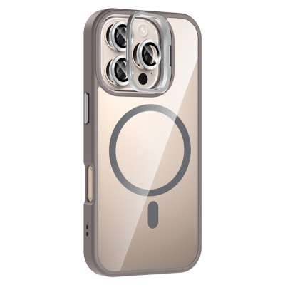 Apple iPhone 16 Pro Case Stand and Camera Lens Gift M-Safe Charging Feature Zore Etro Cover - 18