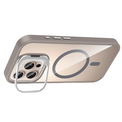 Apple iPhone 16 Pro Case Stand and Camera Lens Gift M-Safe Charging Feature Zore Etro Cover - 19