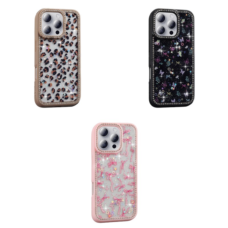 Apple iPhone 16 Pro Case Stone and Glitter Design Zore Azra Cover - 11