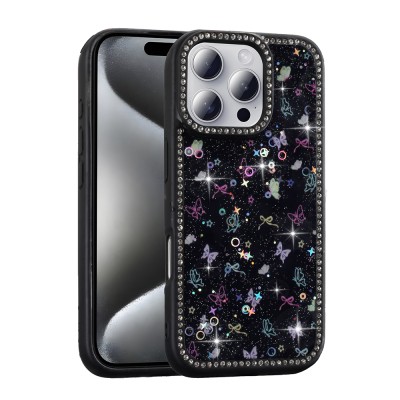 Apple iPhone 16 Pro Case Stone and Glitter Design Zore Azra Cover - 3