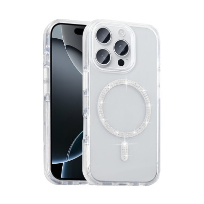 Apple iPhone 16 Pro Case Stone Design M-safe Charging Feature Zore Koment Silicone Cover - 1
