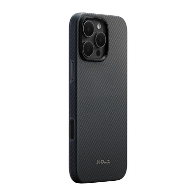 Apple iPhone 16 Pro Case with M-safe Charging Feature Aramid Fiber Pitaka Military-Grade Classic Series New Logo Black-Grey Twill Cover - 2