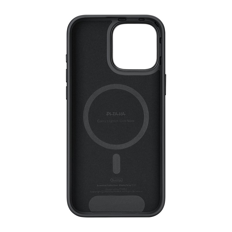 Apple iPhone 16 Pro Case with M-safe Charging Feature Aramid Fiber Pitaka Military-Grade Classic Series New Logo Black-Grey Twill Cover - 3