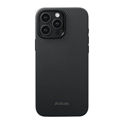 Apple iPhone 16 Pro Case with M-safe Charging Feature Aramid Fiber Pitaka Military-Grade Classic Series New Logo Black-Grey Twill Cover - 1