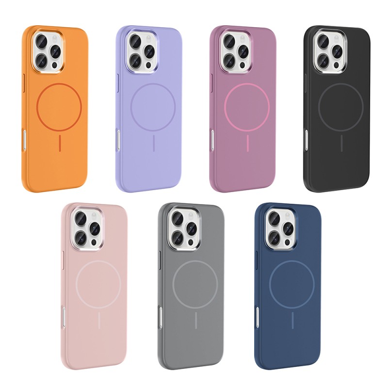 Apple iPhone 16 Pro Case with M-Safe Charging Feature, Metal Camera Frame, Zore Edi Silicone Cover - 23