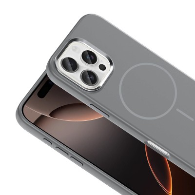 Apple iPhone 16 Pro Case with M-Safe Charging Feature, Metal Camera Frame, Zore Edi Silicone Cover - 20