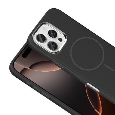 Apple iPhone 16 Pro Case with M-Safe Charging Feature, Metal Camera Frame, Zore Edi Silicone Cover - 22