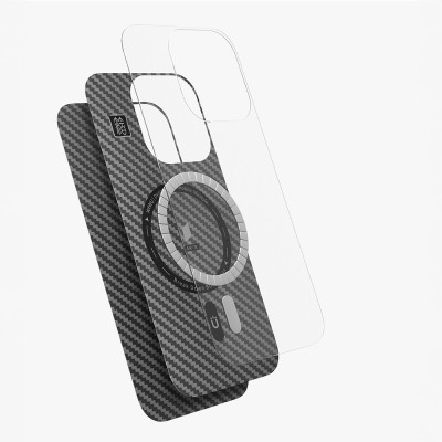 Apple iPhone 16 Pro Case Wiwu DCC-206 Magsafe Charging Feature Camera Stand Aramid Fiber Design Cover - 10