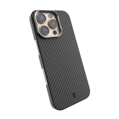 Apple iPhone 16 Pro Case Wiwu DCC-206 Magsafe Charging Feature Camera Stand Aramid Fiber Design Cover - 6