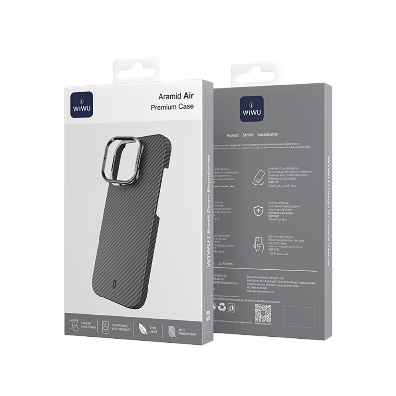 Apple iPhone 16 Pro Case Wiwu DCC-206 Magsafe Charging Feature Camera Stand Aramid Fiber Design Cover - 13
