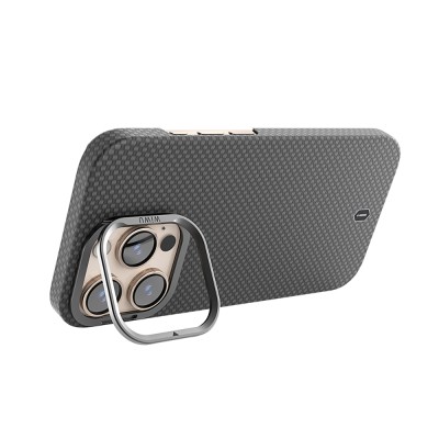 Apple iPhone 16 Pro Case Wiwu DCC-208 Magsafe Charged Camera Stand Aramid Fiber Design Cover - 9