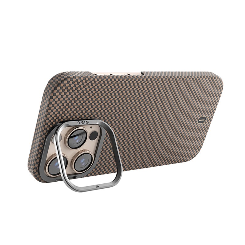 Apple iPhone 16 Pro Case Wiwu DCC-208 Magsafe Charged Camera Stand Aramid Fiber Design Cover - 16