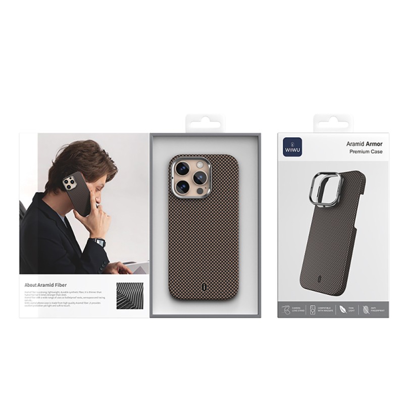 Apple iPhone 16 Pro Case Wiwu DCC-208 Magsafe Charged Camera Stand Aramid Fiber Design Cover - 20