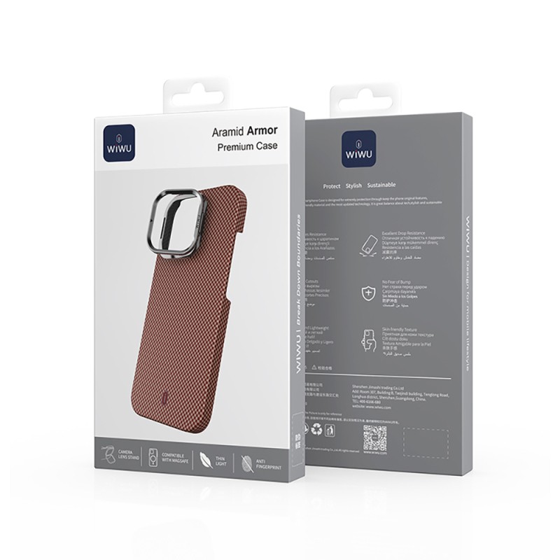 Apple iPhone 16 Pro Case Wiwu DCC-208 Magsafe Charged Camera Stand Aramid Fiber Design Cover - 27