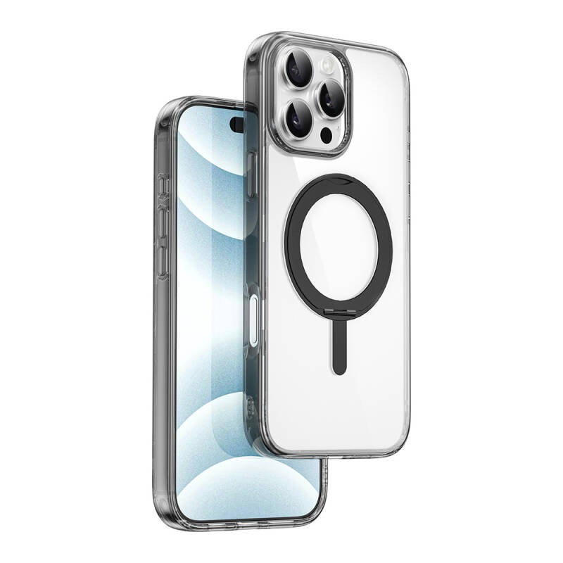 Apple iPhone 16 Pro Case Wiwu MCC-201 iShield Ultra Series Magsafe Charging Featured Crystal Hard PC Stand Cover  - 1
