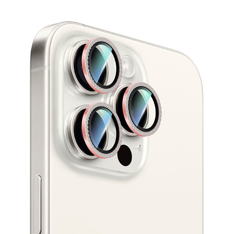 Apple iPhone 16 Pro CaseWorld Alloy Sparkling Diamond Series Stone Lens Protector - 1