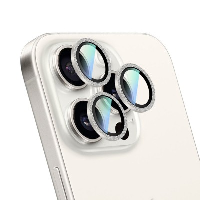 Apple iPhone 16 Pro CaseWorld Alloy Sparkling Diamond Serisi Taşlı Lens Koruyucu - 2