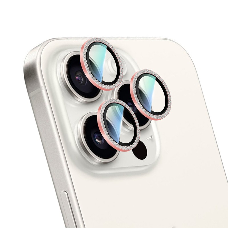 Apple iPhone 16 Pro CaseWorld Alloy Sparkling Diamond Serisi Taşlı Lens Koruyucu - 3