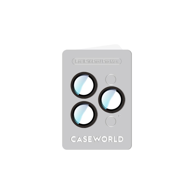 Apple iPhone 16 Pro CaseWorld Carbon Fiber Series Anti-Reflective Ultra Clear Camera Lens Protector - 8