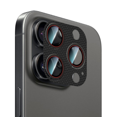 Apple iPhone 16 Pro CaseWorld Carbon Fiber Series Anti Reflective Ultra Clear Full Camera Lens Protector - CaseWorld