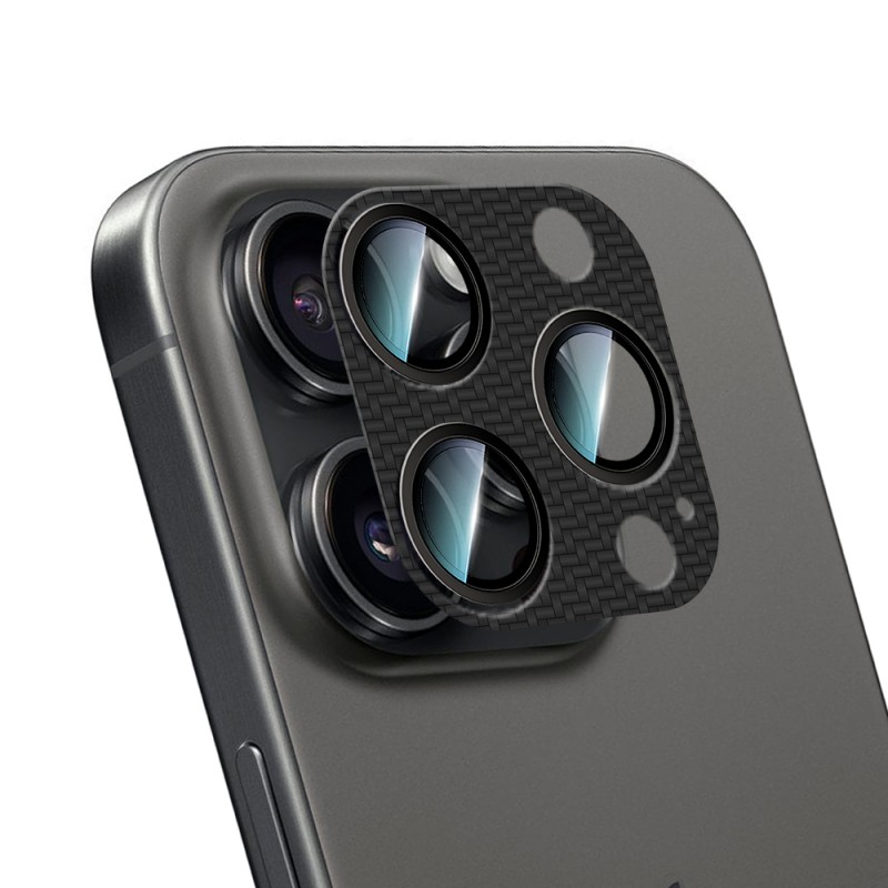 Apple iPhone 16 Pro CaseWorld Carbon Fiber Series Anti Reflective Ultra Clear Full Camera Lens Protector - 2