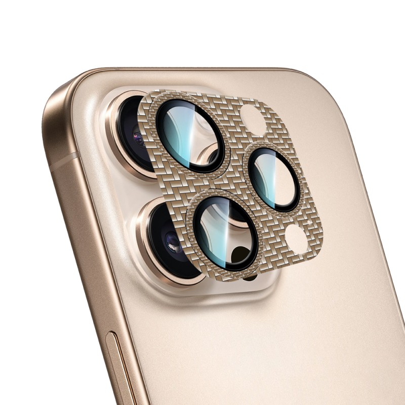 Apple iPhone 16 Pro CaseWorld Carbon Fiber Series Anti Reflective Ultra Clear Full Camera Lens Protector - 4