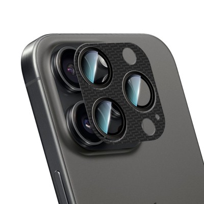 Apple iPhone 16 Pro CaseWorld Karbon Fiber Serisi Anti Reflective Ultra Clear Full Kamera Lens Koruyucu - 2