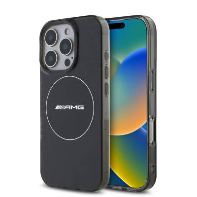 Apple iPhone 16 Pro Kılıf AMG Orjinal Lisanslı M-safe Şarj Özellikli IML Baskı Logolu Smoked Kapak - AMG