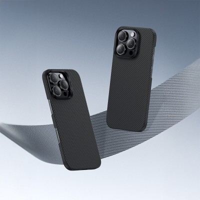 Apple iPhone 16 Pro Kılıf Benks M-safe Şarj Özellikli Metal Kamera Çerçeveli Magnetik ArmorAir 600D Kevlar Karbon Fiber Kapak - 6