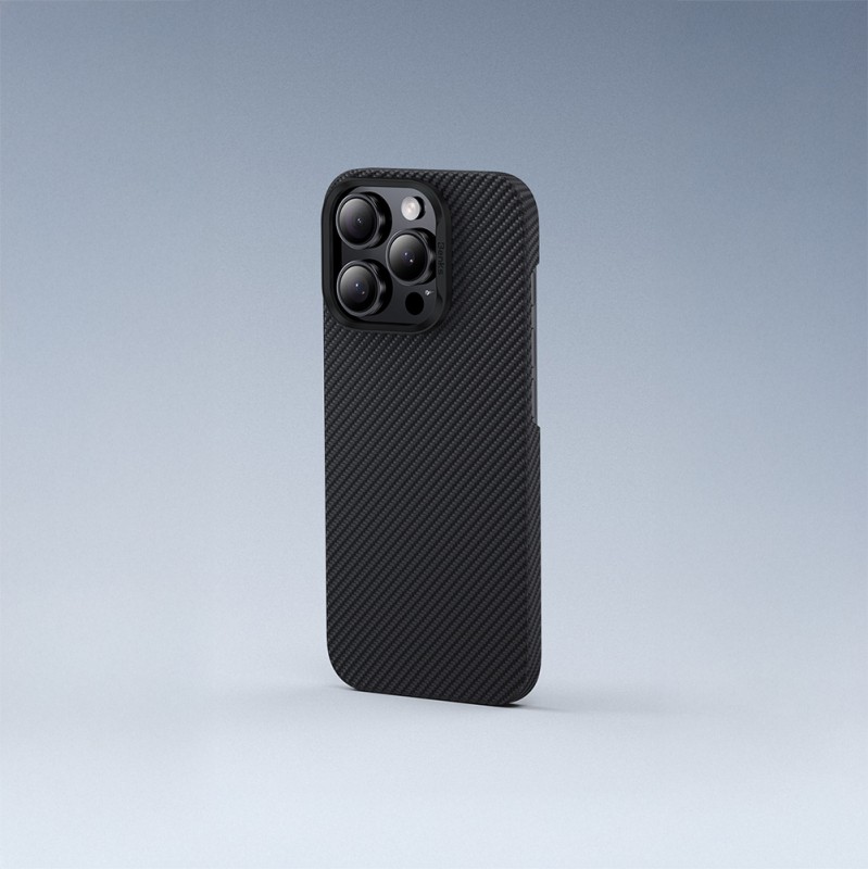 Apple iPhone 16 Pro Kılıf Benks M-safe Şarj Özellikli Metal Kamera Çerçeveli Magnetik ArmorAir 600D Kevlar Karbon Fiber Kapak - 9