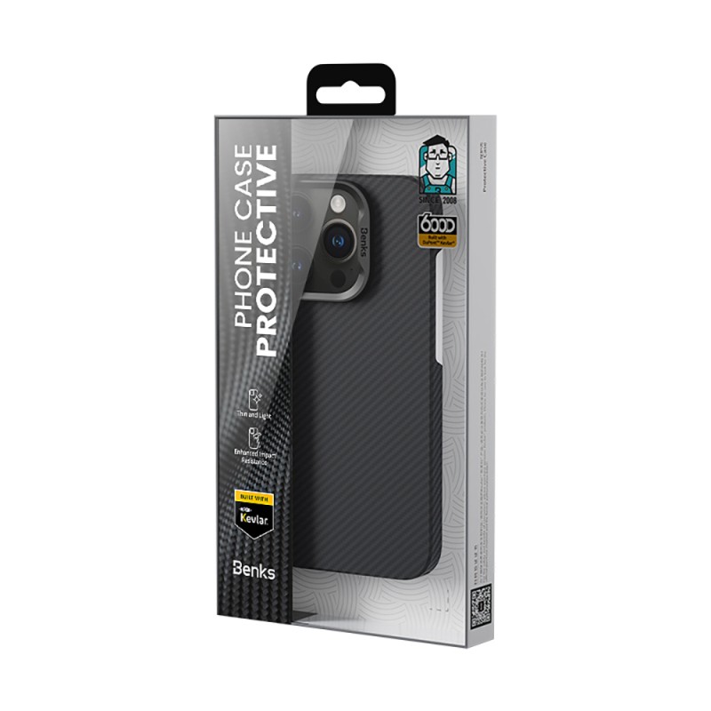 Apple iPhone 16 Pro Kılıf Benks M-safe Şarj Özellikli Metal Kamera Çerçeveli Magnetik ArmorAir 600D Kevlar Karbon Fiber Kapak - 14
